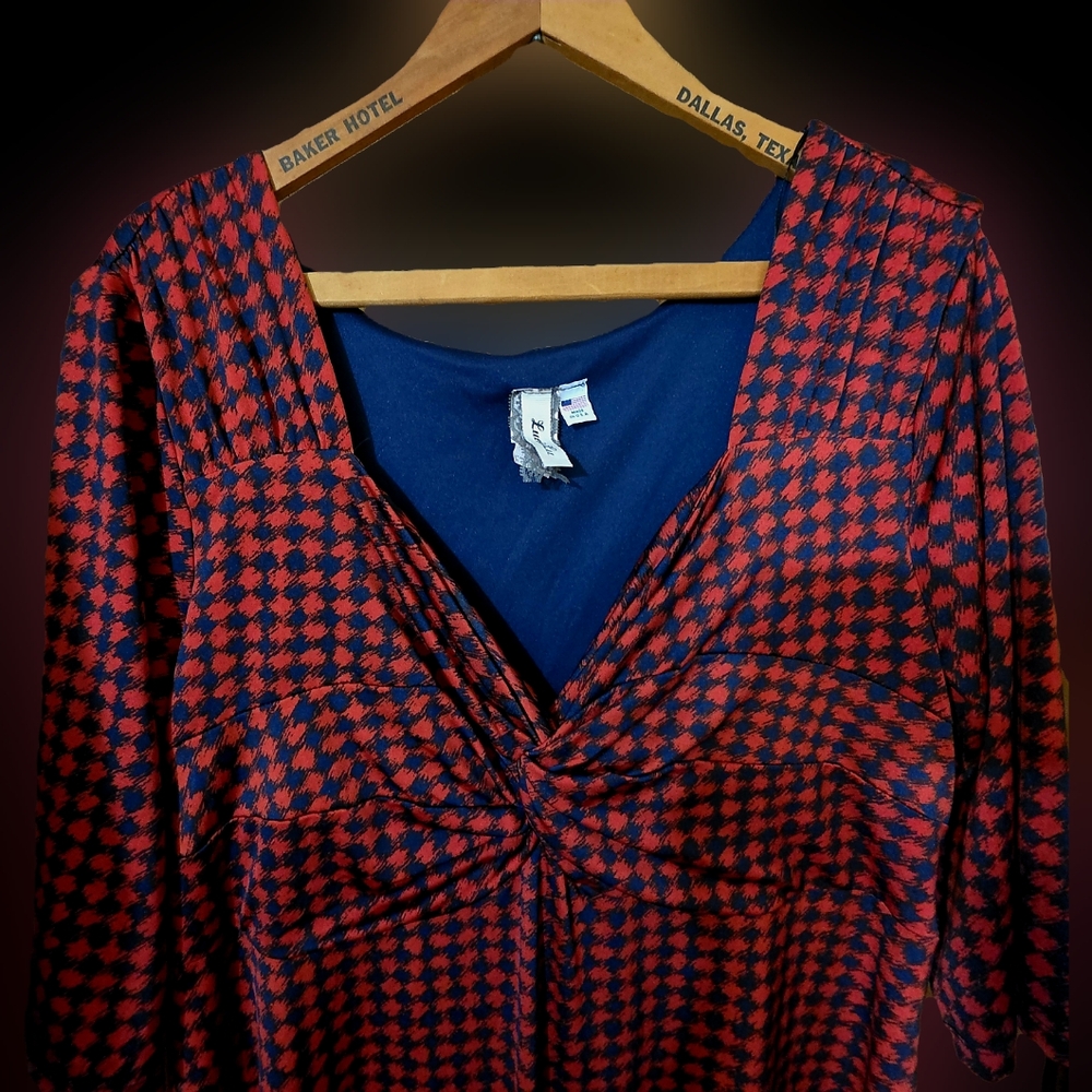 Retro Red &Navy Houndstooth Vintage/Pinup Dress - Picture 5 of 11